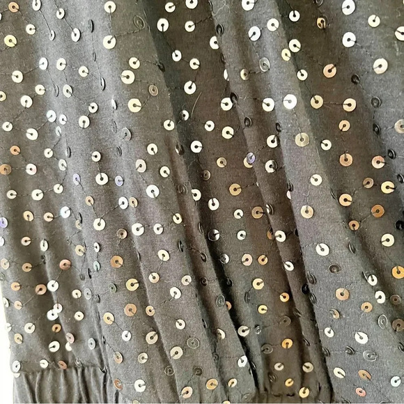 Garnet Hill Black Sequin Maxi Dress Women’s Size‎ Small Cotton Blend Sparkles S - Picture 7 of 7